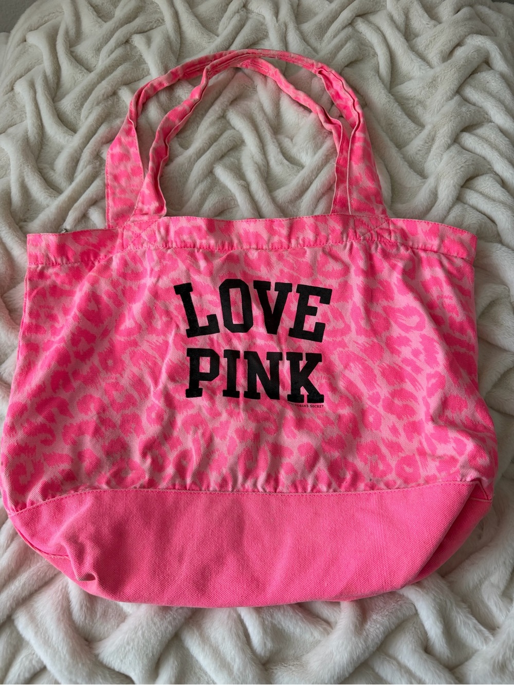 Vintage Victoria’s Secret PINK Love Pink Leopard Canvas Tote Bag Y2K